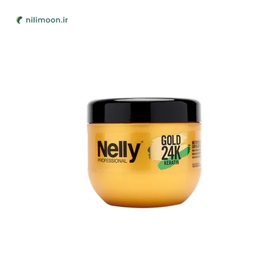 ماسک مو داخل حمام ترمیم کننده موهای آسیب دیده حاوی روغن آرگان وکراتین گلد نلی 500ml